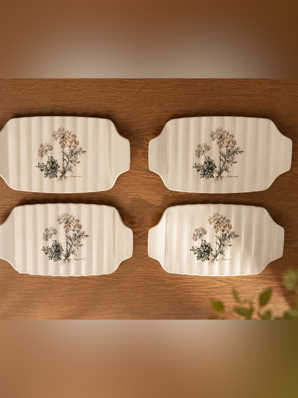 Set Of 4 Villeroy & Boch Vilbofour Asparagus Porcelain Serving Plate Botanica